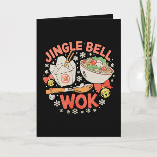 Jingle Bell Wok Chinees eten kerst Kerstmis Kaart