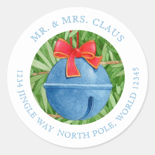 JINGLE BELLS 1,5" ronde retour adreslabels Sticker (Voorkant)
