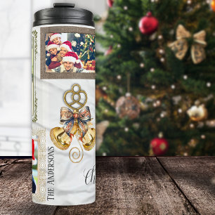 Jingle Bells 5 Fotocollage Goud Wit Eclectisch Thermosbeker