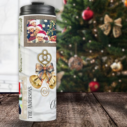 Jingle Bells 5 Fotocollage Goud Wit Eclectisch Thermosbeker