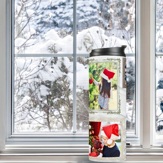 Jingle Bells 5 Fotocollage Goud Wit Eclectisch Thermosbeker