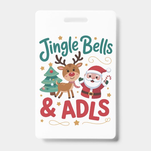 Jingle Bells ADLS Ergotherapie OT Rendier Badge (Voorzijde)