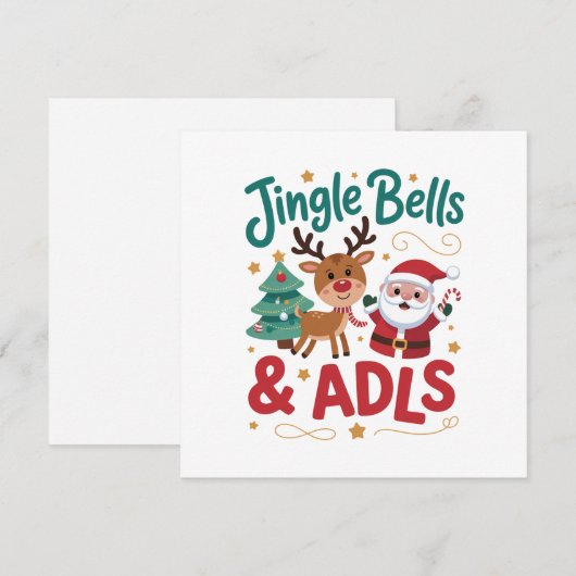 Jingle Bells ADLS Ergotherapie OT Rendier Feestdagenkaart (Voorkant / Achterkant)