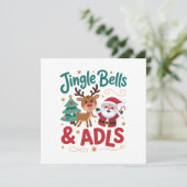 Jingle Bells ADLS Ergotherapie OT Rendier Feestdagenkaart (Staand voorkant)