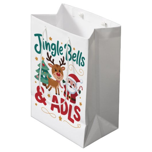 Jingle Bells ADLS Ergotherapie OT Rendier Medium Cadeauzakje (Voorkant Gekanteld)