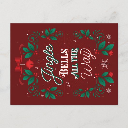 Jingle Bells All The Way Christmas Briefkaart (Voorkant)