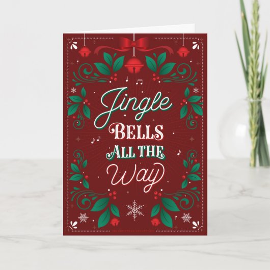 Jingle Bells All The Way Christmas Wenskaart Feestdagen Kaart (Voorkant)