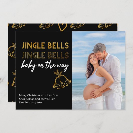Jingle Bells Baby op Way Kerstfoto Aankondiging (Voorkant / Achterkant)