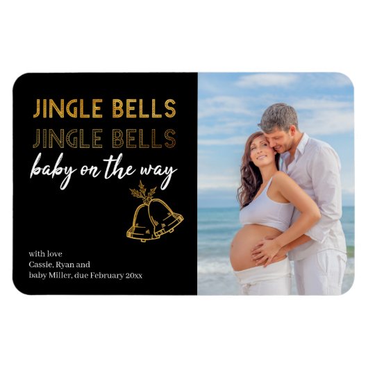 Jingle Bells Baby op Way Kerstfoto Magneet (Horizontaal)