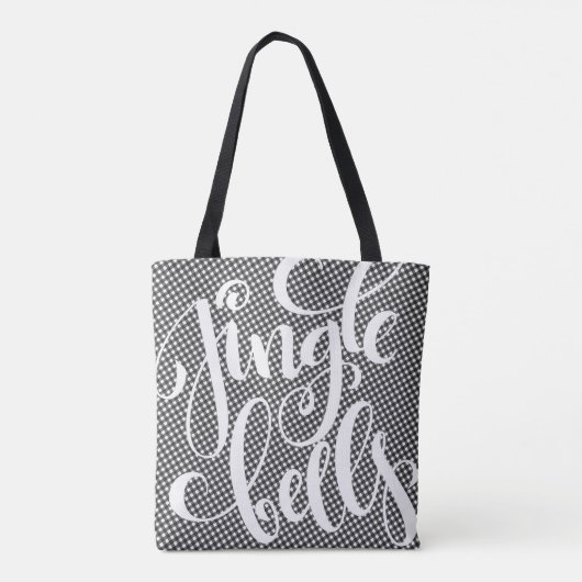 Jingle Bells Black White Buffalo Pset Tartan Xmas Tote Bag (Achterkant)