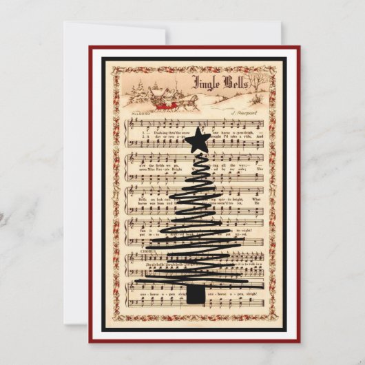"Jingle Bells" Bladmuziek  5 Foto Feestdagenkaart (Voorkant)