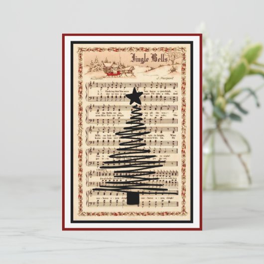 "Jingle Bells" Bladmuziek  5 Foto Feestdagenkaart (Staand voorkant)