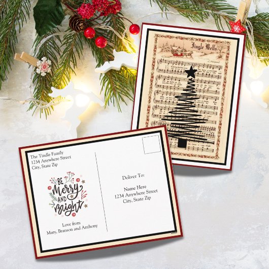 "Jingle Bells"  Bladmuziek Kerst Feestdagenkaart