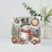 Jingle Bells & Christmas Snowman Feestdagenkaart (Staand voorkant)