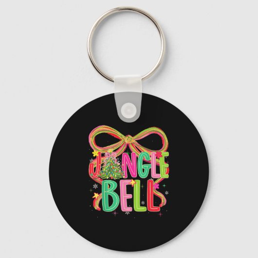 Jingle Bells Coquette Bow Merry Christmas Tree Gir Sleutelhanger (Voorkant)