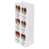 Jingle Bells en Holly inpakpapier Wijn Cadeautas (Voorkant Gekanteld)