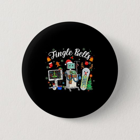 Jingle Bells Er Nurse Funny Christmas Tech Nursing Ronde Button 5,7 Cm (Voorkant)
