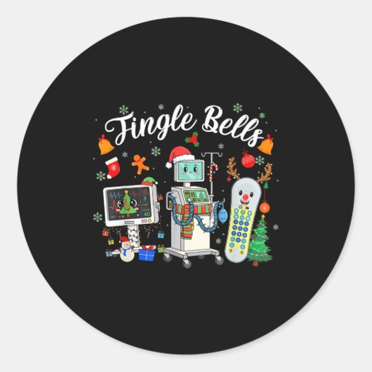 Jingle Bells Er Nurse Funny Christmas Tech Nursing Ronde Sticker (Voorkant)