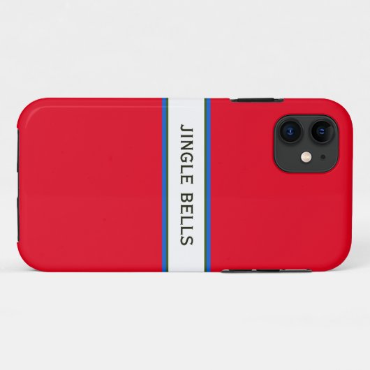 JINGLE BELLS Feestelijke Moderne Rode Witte Strepe Case-Mate iPhone Case (Achterkant (horizontaal))