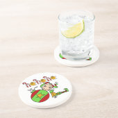 Jingle Bells Festive Kerstmis Elf Zandsteen Onderzetter (Zijkant)