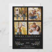 Jingle Bells Fotocollage Kerstmis | Black Feestdagenkaart (Voorkant)