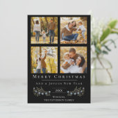 Jingle Bells Fotocollage Kerstmis | Black Feestdagenkaart (Staand voorkant)