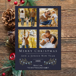 Jingle Bells Fotocollage Kerstmis | Blauw Feestdagenkaart