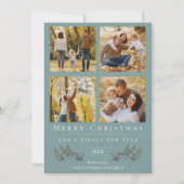 Jingle Bells Fotocollage Kerstmis | Blauwgroen Feestdagenkaart (Voorkant)