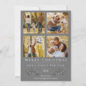 Jingle Bells Fotocollage Kerstmis | Gray Feestdagenkaart (Voorkant)