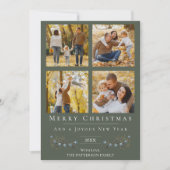 Jingle Bells Fotocollage Kerstmis | Green Feestdagenkaart (Voorkant)