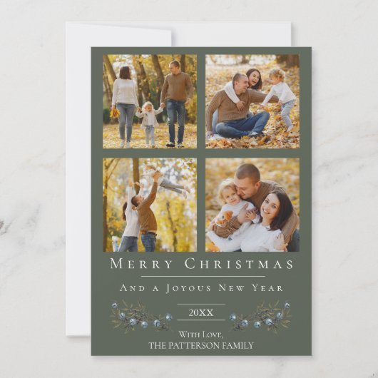 Jingle Bells Fotocollage Kerstmis | Green Feestdagenkaart (Voorkant)