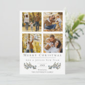 Jingle Bells Fotocollage Kerstmis | Wit Feestdagenkaart (Staand voorkant)