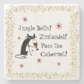 Jingle Bells Funny Kerstwijn Quote Stenen Onderzetter (Voorkant)