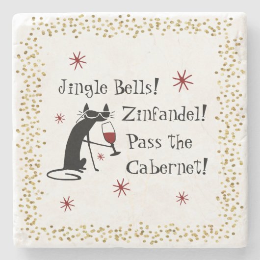Jingle Bells Funny Kerstwijn Quote Stenen Onderzetter (Voorkant)