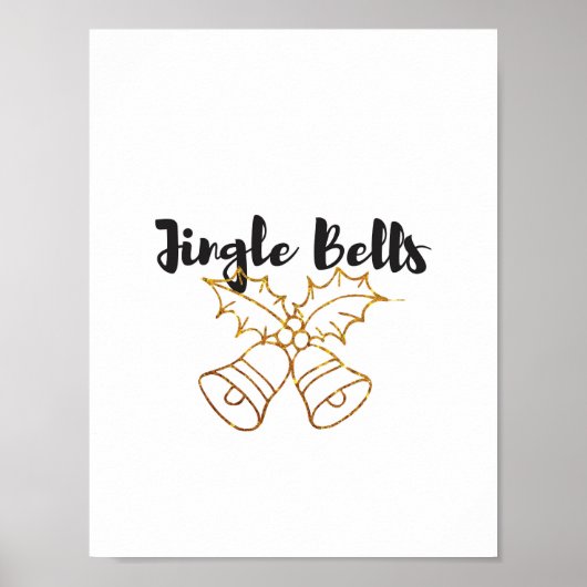 Jingle Bells Gold Glitter Poster (Voorkant)