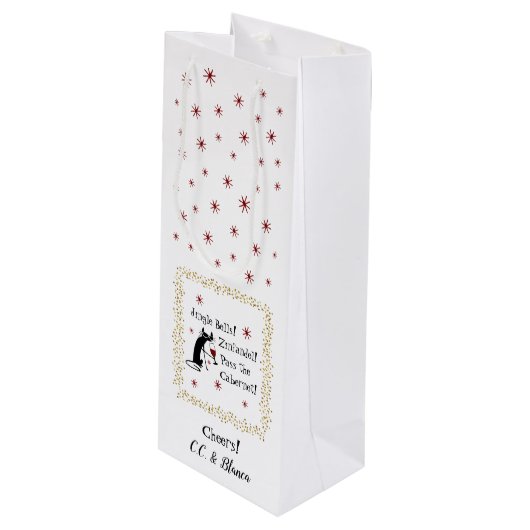 Jingle Bells Grappig Kerstcitaat Wijn Cadeautas (Voorkant Gekanteld)