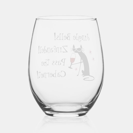 Jingle Bells Grappig Kerstmis Wijnglas Zonder Voet (Achterkant)