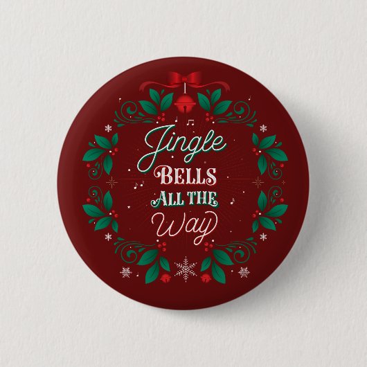 Jingle Bells helemaal door de kerstButton Pinback Ronde Button 5,7 Cm (Voorkant)