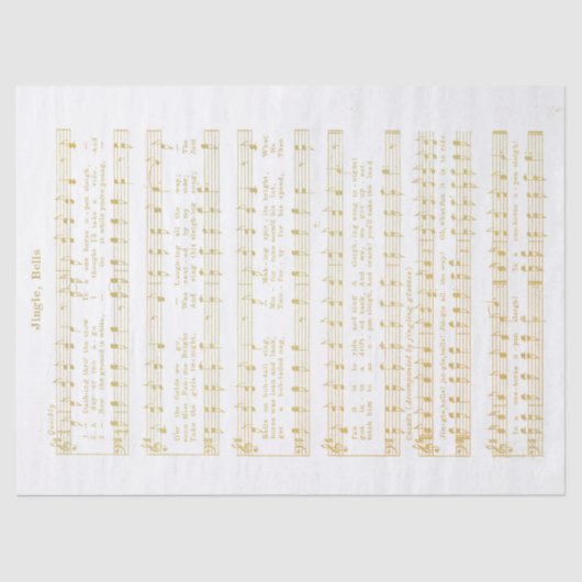 Jingle Bells Holiday Tissue Decoupage Papier Goud (Voorkant)