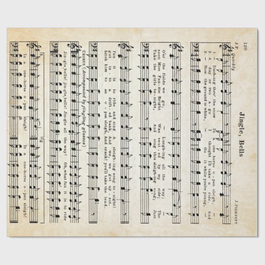 Jingle Bells Holiday Wrapping Paper 1850 Edition Cadeaupapier (Zoom)