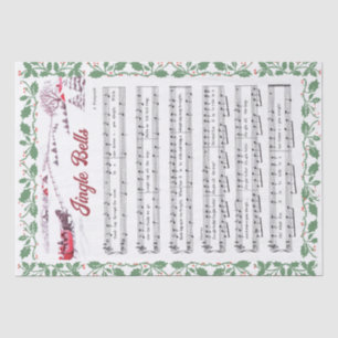 Jingle Bells Holly Border Sleigh decoupage Tissuepapier