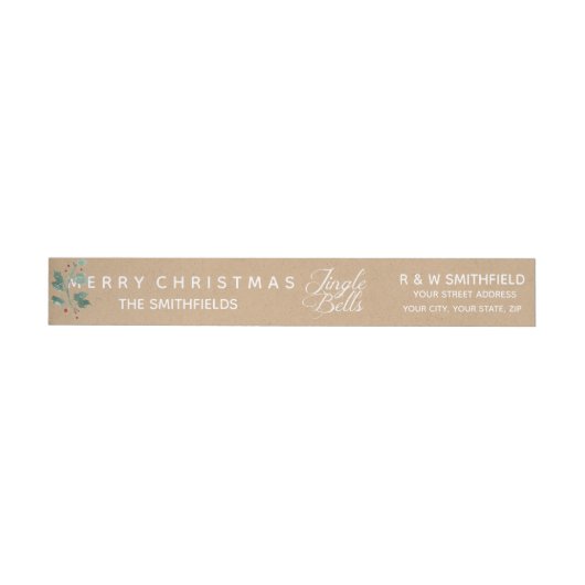 Jingle Bells Holly Holiday Wrap rond label (Individueel)