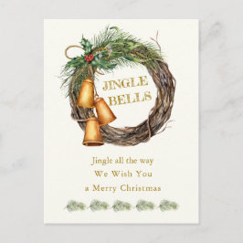Jingle Bells Holly Pine-Briefkaart voor kerstfeest Feestdagenkaart