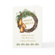 Jingle Bells Holly Pine-kerstfeestkaart