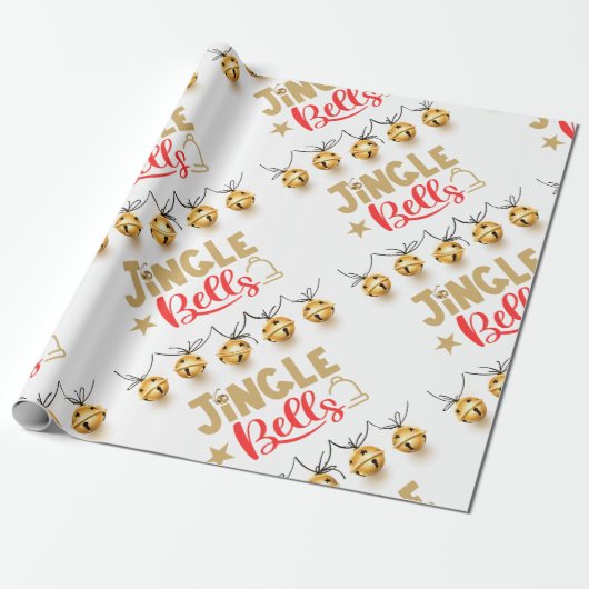Jingle Bells Kerst inpakpapier (Uitgerold)