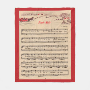 Jingle Bells  kerstblad Music Fleece Deken
