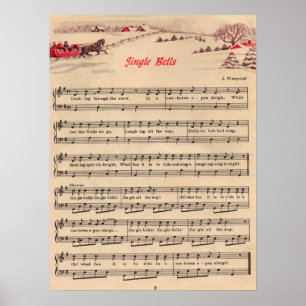 Jingle Bells  kerstblad Music Poster