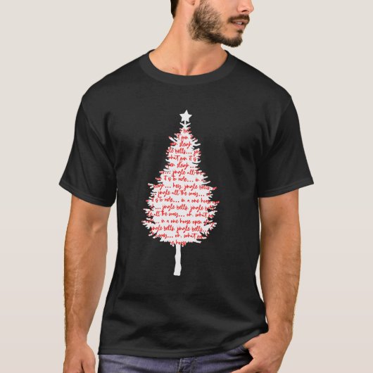 Jingle Bells Kerstboom Rood en Wit T-shirt (Voorkant)