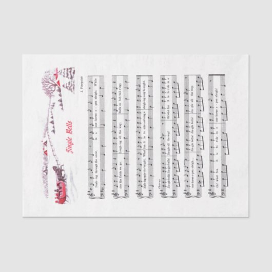 Jingle Bells kerstfeestay Carol Sheet Music Tissuepapier (Voorkant)