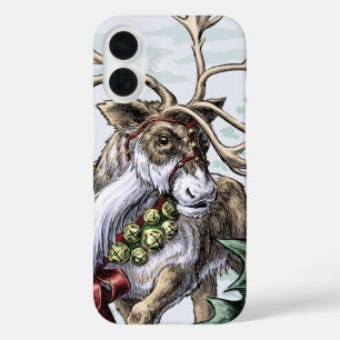 "Jingle Bells"-kerstfeestdag rendierkunst iPhone 16 Hoesje